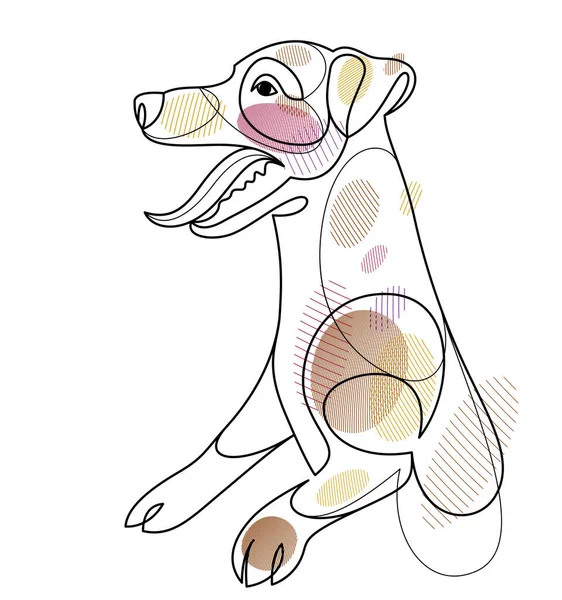 Смешная Собака Линейные Векторные Иллюстрации Изолированы Джек Рассел Терьер Домашнее — стоковый вектор