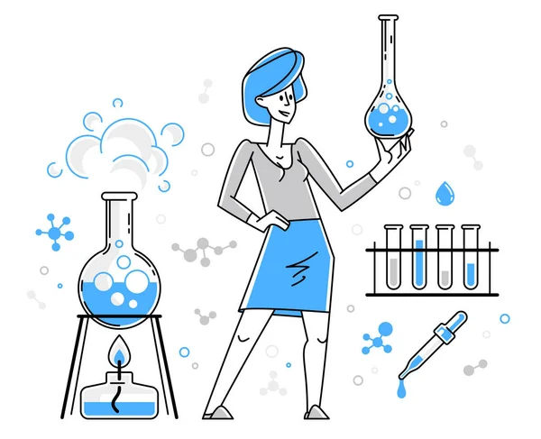 Chemist Working Some Scientific Experiment Trying Create New Formula Pharmacology — Stock vektor