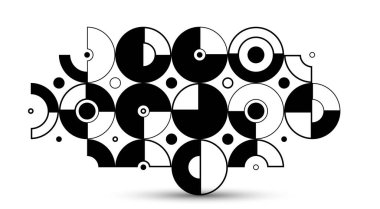 Soyut vektör geometrik arkaplan, teknoloji mühendisliği şekil ve çizgi bileşimi gibi görünüyor, mekanik motor endüstrisi tarzı, siyah ve beyaz.