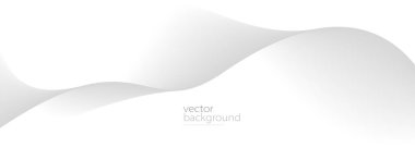 Açık gri gradyan, dinamik ve hız konsepti, fütüristik teknoloji veya hareket sanatında eğri şekil akış vektörü soyut arkaplan.