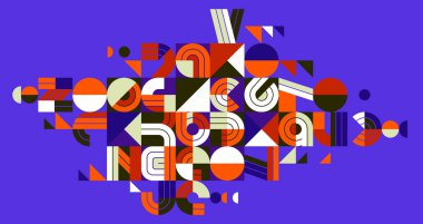 Dinamik dağınık soyut vektör tasarımı kompozisyonu, minimal astarlı modern sanat, şık geometri elementleri.