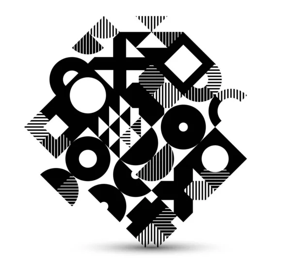 Arte Geométrico Abstracto Blanco Negro Vector Fondo Geométrico Con Azulejos — Vector de stock