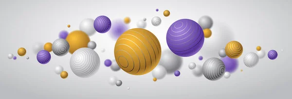 Realistic Lined Spheres Vector Illustration Abstract Background Beautiful Balls Lines — Stock Vector