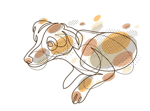 Adorable Playful Jack Russel Terrier Vector Line Art Illustration Isolated — 图库矢量图片
