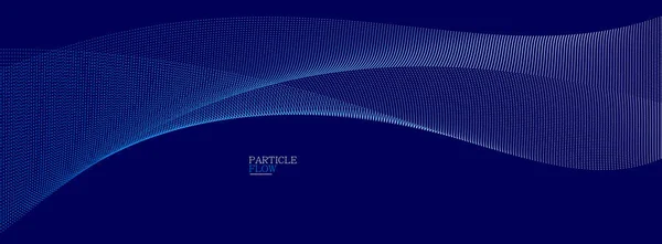 Blue Dots Motion Dark Vector Abstract Background Particles Array Wavy — Stock Vector