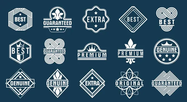 Badges Logos Collection Different Products Business Black White Premium Best — Stock Vector