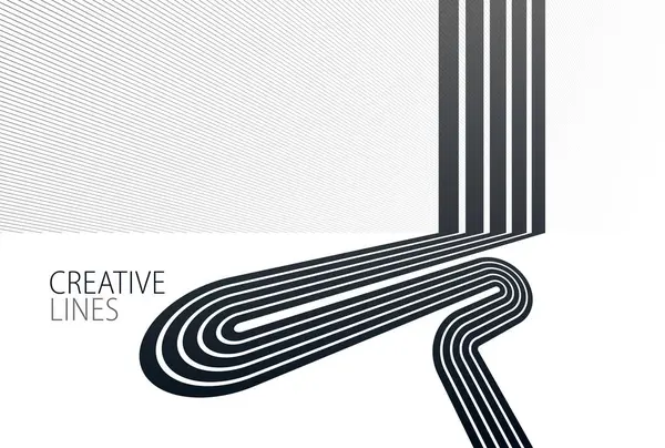 Future Lines Perspective Vector Abstract Background Black White Linear Composition — Stock Vector