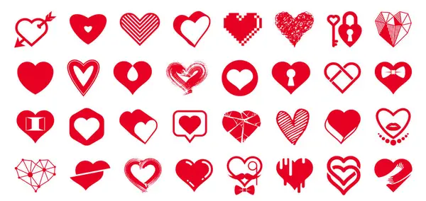 Hearts Big Vector Set Different Shapes Concepts Logos Icons Love — Stock Vector