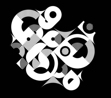 Geometrik soyut siyah ve beyaz sanat, dairelerin ve diğer şekillerin fayanslarıyla vektör geometrik arkaplan, çizgili doku modernizm tarzı doğrusal motif, yaratıcı tasarım.