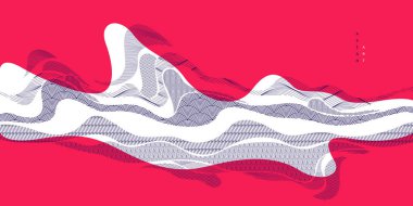 Japon stili soyut çizimler kırmızı renkte, arka plan Asya geleneksel tarzında, dalgalı şekiller ve dağlık arazi deniz hatları gibi akıcı..