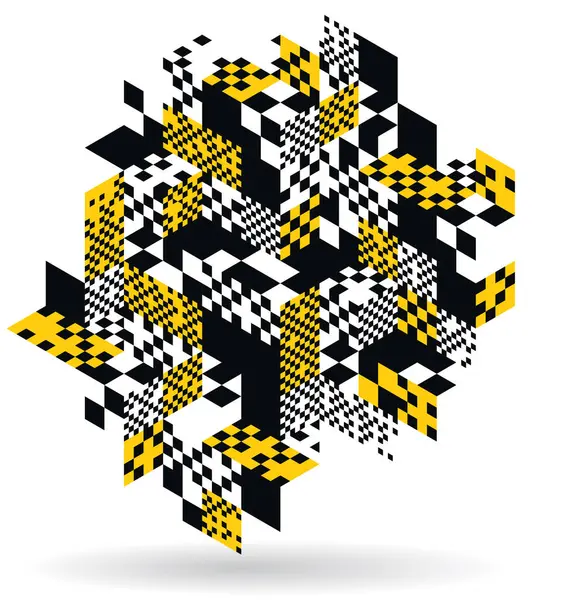Isometric Küp Vektörü Soyut Geometrik Arkaplan Sarı Soyut Sanat Mimarisi — Stok Vektör
