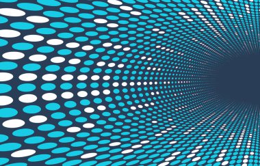 Noktalı vektör soyut arkaplan, perspektif akışında mavi noktalar, multimedya bilgi teması, büyük veri teknolojisi resmi, serin arkaplan.