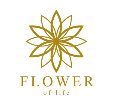 Hayatın Çiçeği esrarengiz kutsal geometri beyaz arka planda izole edilmiş antik sembol, butik, otel, spa veya güzellik salonu logosu veya amblemi için en iyisi..