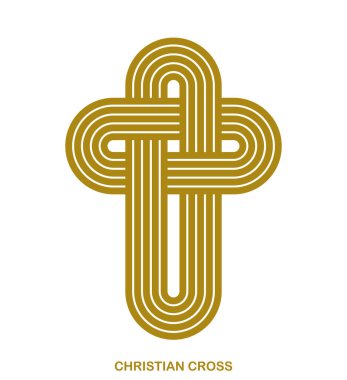 Beyaz, inanç ve inanç üzerine izole edilmiş Hristiyan çapraz modern doğrusal biçim vektör sembolü İsa 'nın çizgili grafik tasarımının çağdaş haç işareti.