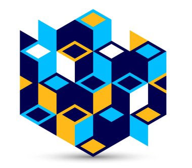 3D izometrik küp tasarım vektörü geometrik soyut arkaplan, modern şehir soyutlama teması, yapı binaları ve bloklar şekil gibi görünüyor, çokgen stil.