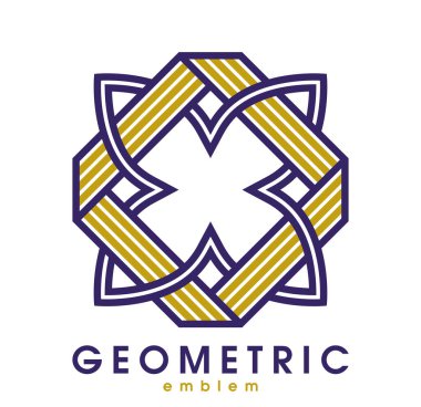 Soyut geometrik çiçek vektör sembolü beyaz, çizgi sanat geometrik şekil amblemi veya simgesi, butik, kozmetik, otel, spa veya mücevher logosu için en iyisi.