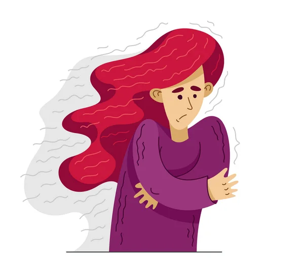 Jeune Femme Stressée Mal Aise Illustration Vectorielle Une Personne Souffrant — Image vectorielle