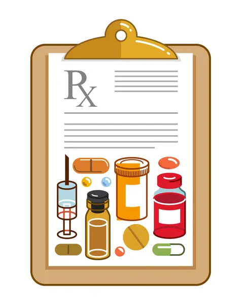 Doctor Prescription Different Drugs Medicine Vector Flat Style Illustration Isolated — Stock Vector