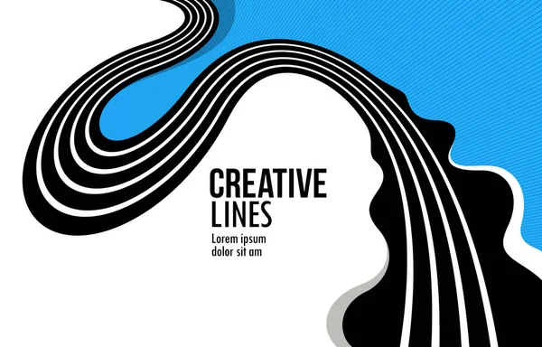 Lines Motion Vector Abstract Background Creative Dimensional Curved Stripes Dynamic — Stock Vector