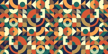 Kusursuz vektör soyut arkaplan, geometrik dikişsiz desen, sonsuz duvar kâğıdı ve geometrik şekilli yapı etnik renkler..