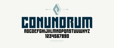 Geometric bold sans serif yazı karakteri, vektör kalınlığında ve çok büyük basit basit yazı tipi, poster ve reklam harfleri ve logo başlıkları veya sloganlar için rakamlar alfabesi.
