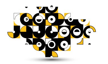 Soyut vektör geometrik arkaplan, teknoloji mühendisliği şekil ve çizgi bileşimi, mekanik motor endüstrisi tarzı, modüler mozaik izole edilmiş gibi görünüyor.