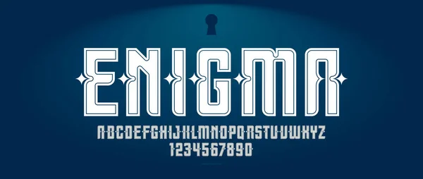 Vintage Mystic Secret Font Emblems Logos Old Ancient Display Typeface — Stock Vector