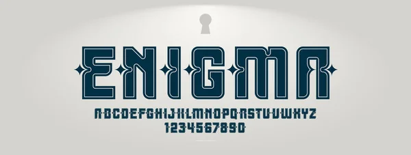 Mystic Vintage Display Font Para Emblemas Logotipos Letras Números Alfabetos — Vector de stock