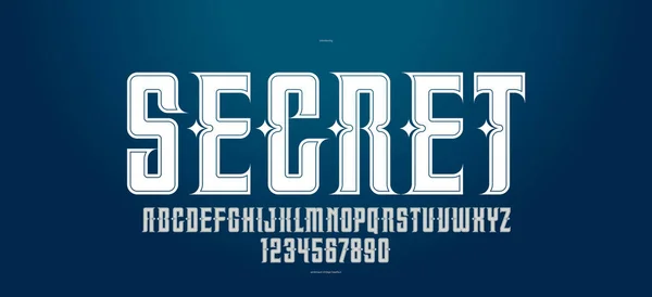 Винтажный Мистический Секретный Шрифт Эмблем Логотипов Старинный Дисплейный Шрифт Заголовков — стоковый вектор