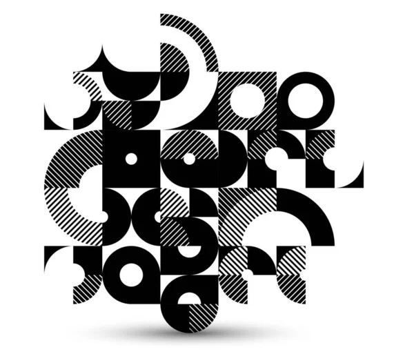 Arte Geométrico Abstracto Blanco Negro Vector Fondo Geométrico Con Azulejos — Vector de stock
