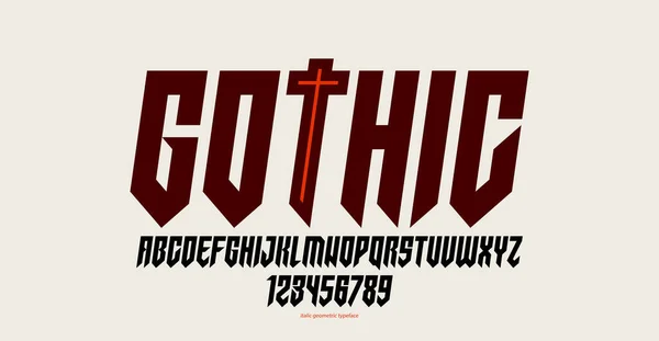 Ostre Śmiałe Gotyckie Czcionki Tworzenia Logo Dla Nagłówków Ostry Geometryczny — Wektor stockowy