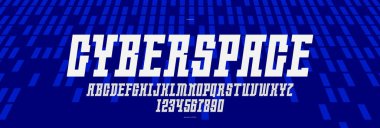 Logo ve posterler için teknoloji ve gelecek tarz yazı tipi, modern minimal tarzda vektör yazı tipi, geometrik tasarım alfabesi harfleri ve numaraları, yüksek teknoloji, italik sürüm.