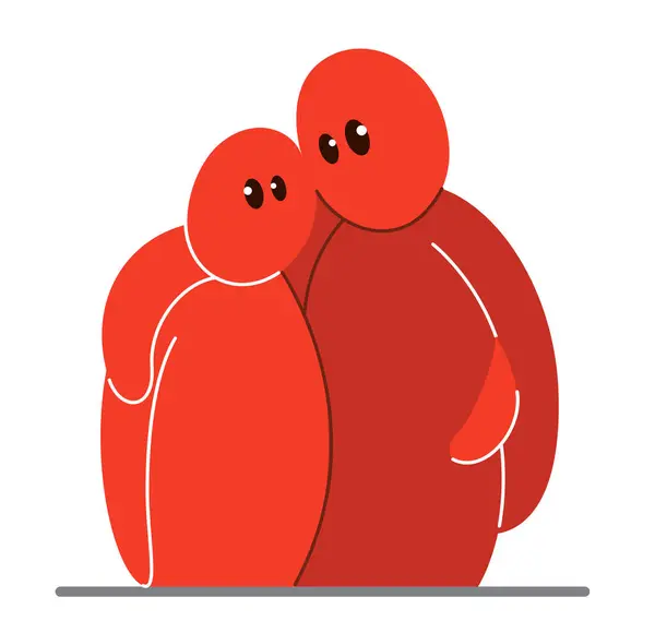 Dwóch Zabawnych Mężczyzn Kreskówek Przytulających Się Nawzajem Śmieszne Kreskówki Płaski — Wektor stockowy