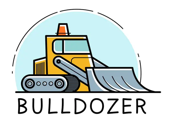 Buldozer Vektor Karikatura Styl Ikona Izolované Bílém Pozadí — Stockový vektor