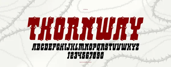 Thorn Gothic Rock Display Font Emblems Logos Dangerous Blackthorn Typeface — Stock Vector