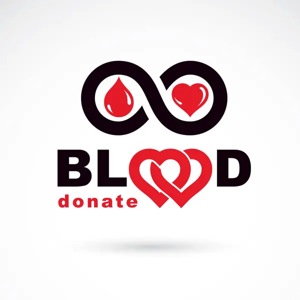 Donate Blood Inscription Isolated White Made Using Vector Red Blood — Stock Vector
