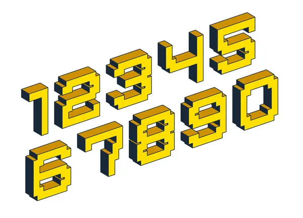 Minimal Geometric Cyberpunk Numbers Vector Dimensional Numerals Geometry Minimalist Cubic — Stock Vector