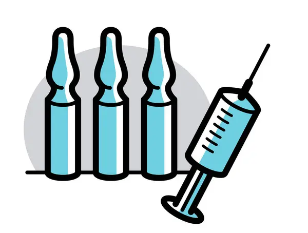Illustration Vectorielle Thème Vaccinal Une Seringue Contenant Des Ampoules Isolées — Image vectorielle