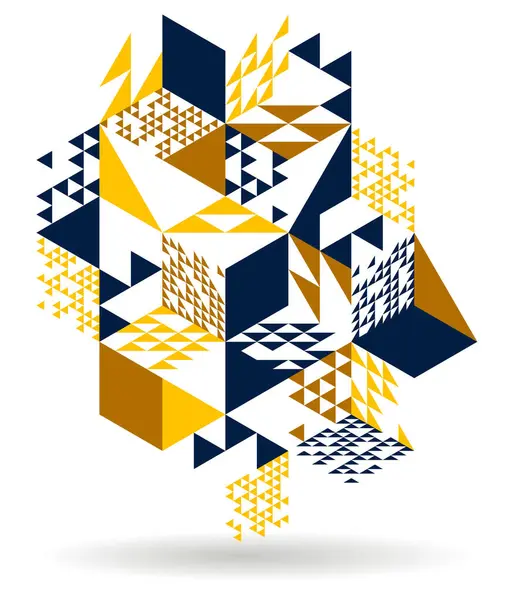 立方体と形状を持つ黒と黄色の幾何学的ベクトル抽象的な背景 都市の建物を表示する等数3D抽象芸術のような形 Opart光学的幻想 ロイヤリティフリーのストックイラスト