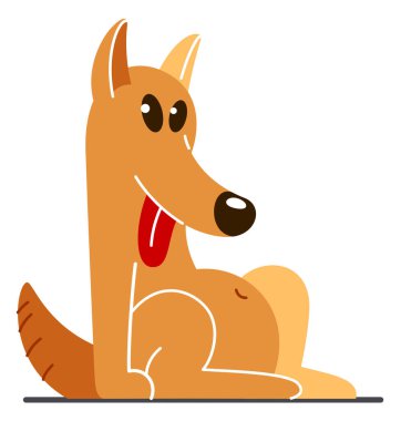 Komik karikatür köpek vektör düz çizim beyaz, sevimli ve sevimli evcil hayvan arkadaş izole.