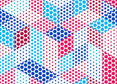 Kusursuz noktalı küpler vektör arkaplanı, karo deseni tekrarlayan noktalar, 3D mimari ve inşaat, geometrik tasarım.