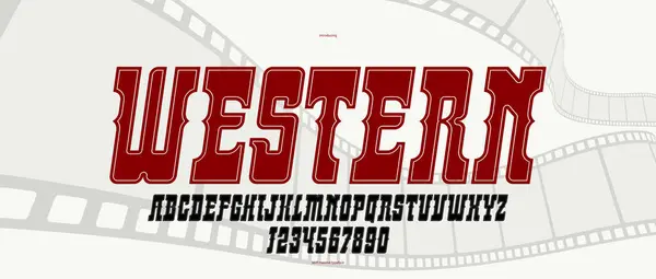Massive Serif Italic Font American Style Wild West Saloon Western — Stockový vektor