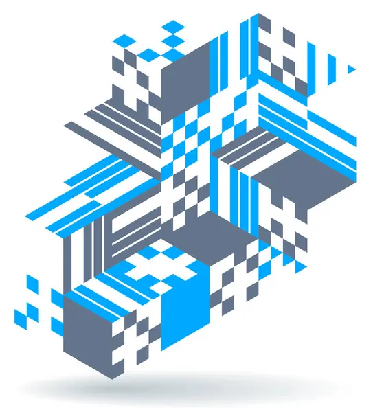 Blauwe Vector Abstracte Geometrische Achtergrond Met Kubussen Verschillende Ritmische Vormen — Stockvector