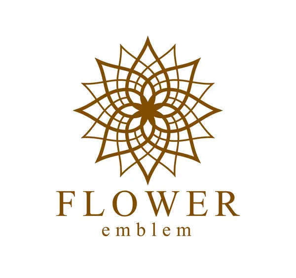 美しい幾何学的な花のロゴベクトル線形デザインは 神聖な幾何学線画のエンブレムやシンボル 花のホテルやブティックやジュエリーのロゴタイプに分離 ストックベクター