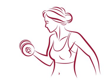 Gym and fitness vector illustration of a young attractive woman doing workout exercises, perfect muscular athletic body young adult girl sport training.