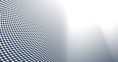 3 boyutlu perspektif vektörü soyut arka plandaki gri noktalar, noktalı desenli havalı tasarım, bilim teknolojisinin dalga akışı veya reklamlar için ticari boş şablon.