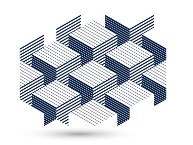 İzometrik perspektif, soyut şehir mimarisi, soyut soyut soyut sanat, kübik biçim, 3D küp ve şekillerle oluşturulan soyut vektör geometrik arkaplan.