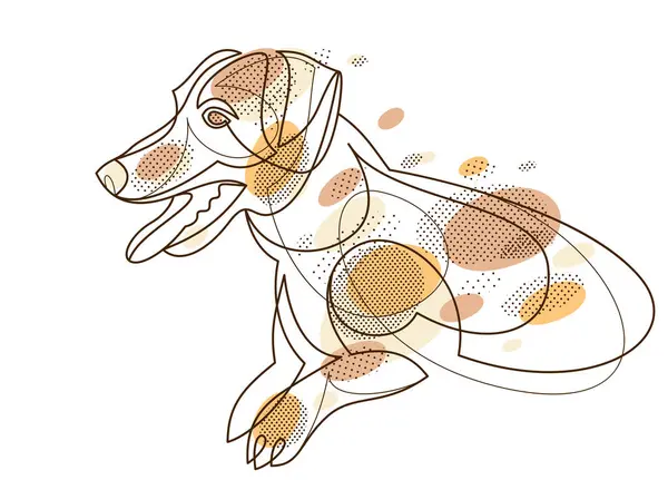 Adorable Playful Jack Russel Terrier Vector Line Art Illustration Isolated — Vetor de Stock