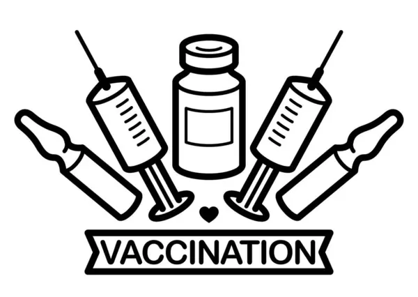Illustration Vectorielle Thème Vaccinal Une Seringue Contenant Des Ampoules Flacon — Image vectorielle