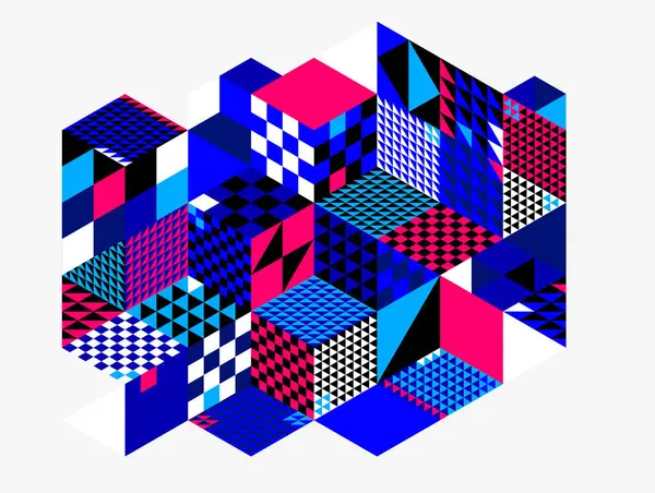Papier Peint Vectoriel Abstrait Avec Des Blocs Cubes Isométriques Construction — Image vectorielle